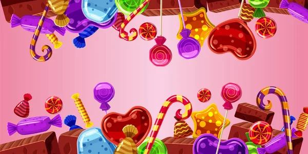 Słodycze ciasta banner poziome różowy, styl kreskówki — Wektor stockowy