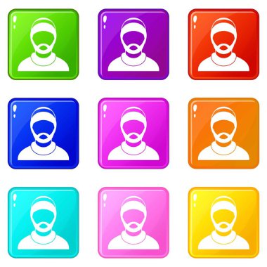 Sakallı adam avatar Icons 9 set