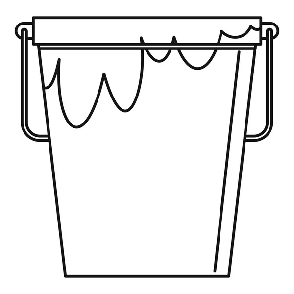 Bucket with glue icon, outline style — Stock Vector