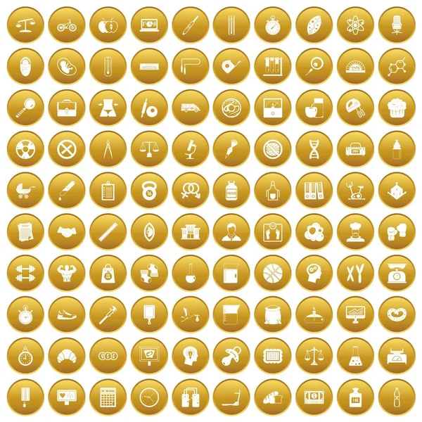 100 iconos de libra de oro — Vector de stock