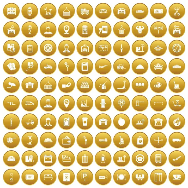 100 ícones carregador ouro conjunto — Vetor de Stock