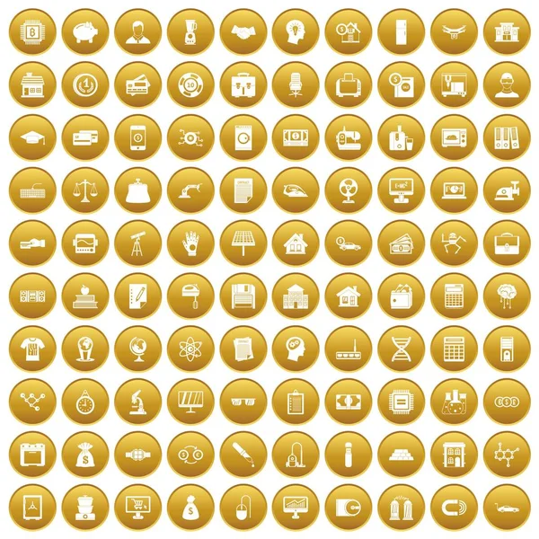 100 lån ikoner anger guld — Stock vektor