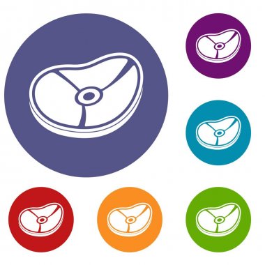 Eti biftek Icons set