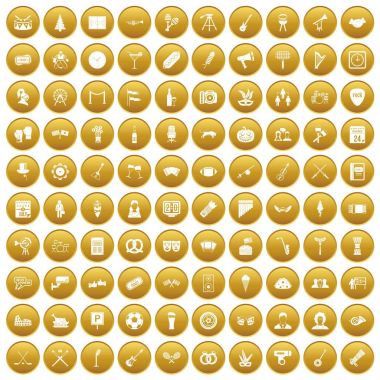 Altın 100 toplantı Icons set