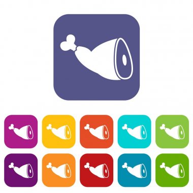 Kızarmış domuz knuckle Icons set
