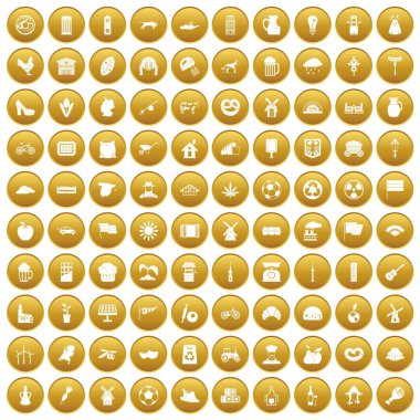 Altın 100 değirmen Icons set