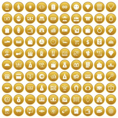 Altın 100 para Icons set