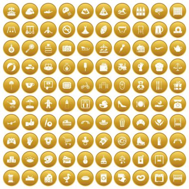 Altın 100 anne ve çocuk Icons set