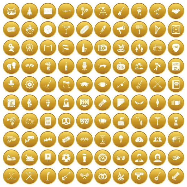 100 icônes de réunion en or — Image vectorielle