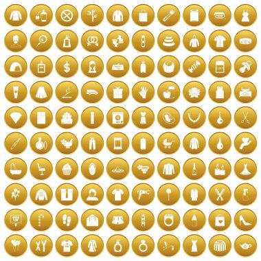 Altın 100 kadın Icons set