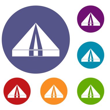 Turist kamp çadır Icons set