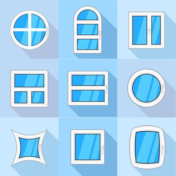 Verschillende windows iconen set, vlakke stijl — Stockvector