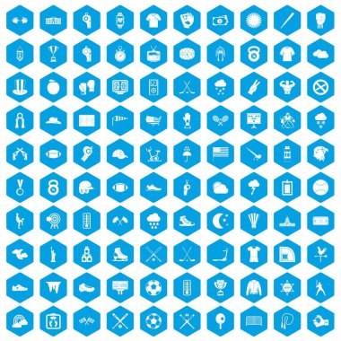 100 beyzbol simgeleri mavi ayarla