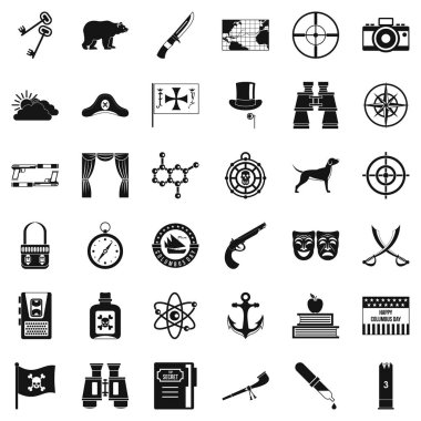 Kamp Icons set, basit tarzı