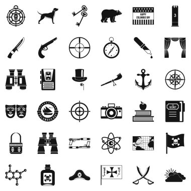 Doğa gezisi Icons set, basit tarzı