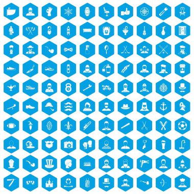 100 sakal simgeleri mavi ayarla