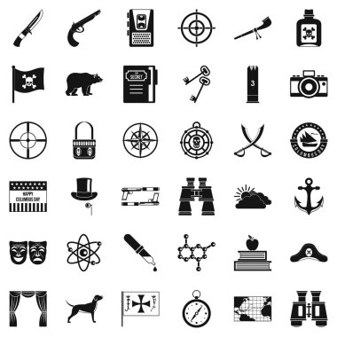 Doğa Icons set, basit tarzı seyahat