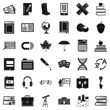 Çalışma Icons set, basit tarzı
