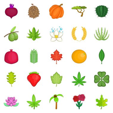 Yaprakları Icons set, karikatür tarzı