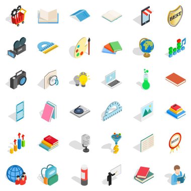 Eğitim Icons set, izometrik stili