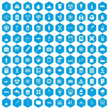 100 kimya simgeleri mavi ayarla