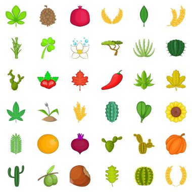 Bitki Icons set, karikatür tarzı