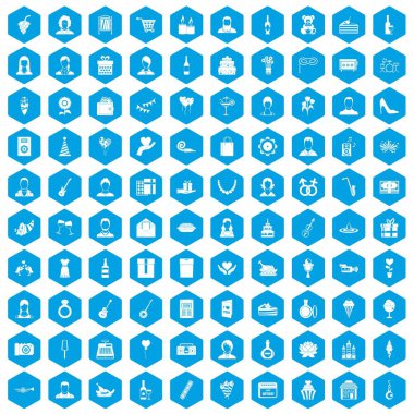 100 doğum günü simgeleri mavi ayarla