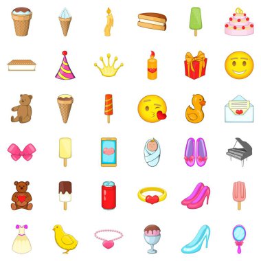 Eğlenceli parti Icons set, karikatür tarzı