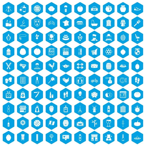 100 güzellik ürün simgeleri mavi ayarla