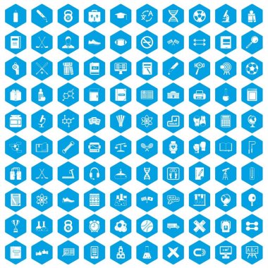 100 üniversite simgeleri mavi ayarla