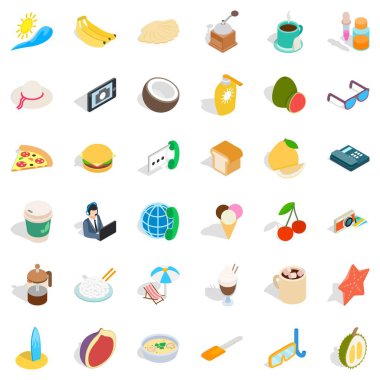 İyi yemek Icons set, izometrik stili