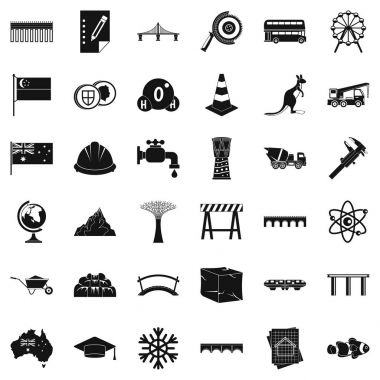 Büyük köprü Icons set, basit tarzı