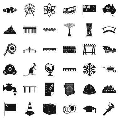 Şehir Köprüsü Icons set, basit tarzı