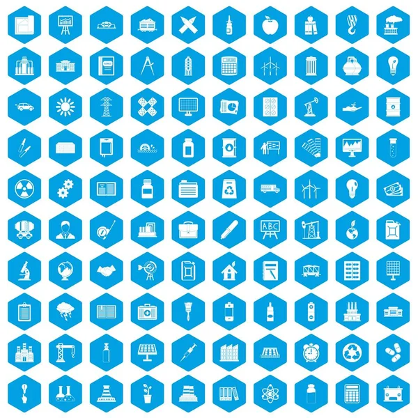 100 şirket simgeleri mavi ayarla — Stok Vektör