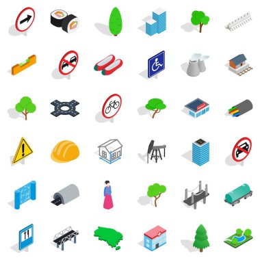 Fabrika Icons set, izometrik stili