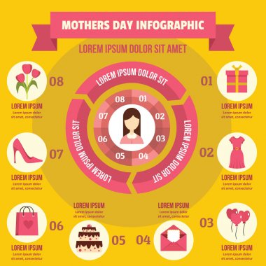 Anneler günü Infographic kavramı, düz stil