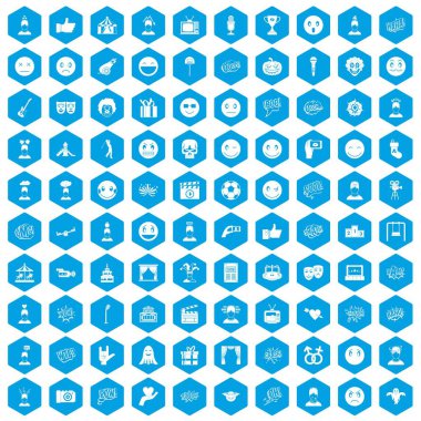 100 duygu simgeleri mavi ayarla