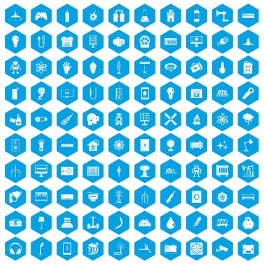 100 enerji simgeleri mavi ayarla