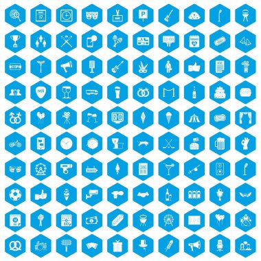 100 olayları simgeleri mavi ayarla