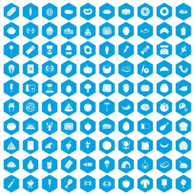 100 en sevdiği yemek simgeleri mavi ayarla