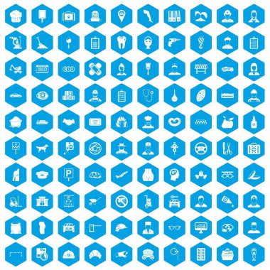 100 favori iş simgeleri mavi ayarla