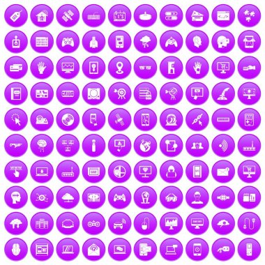 100 sanal simgeler mor ayarla