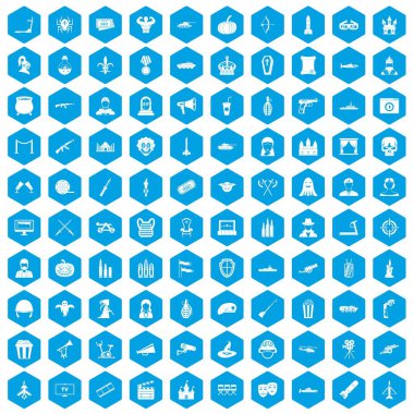 100 film simgeleri mavi ayarla