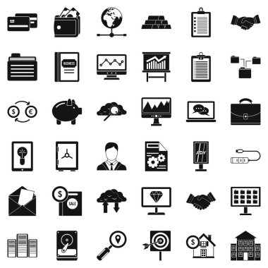 Online iş Icons set, basit tarzı