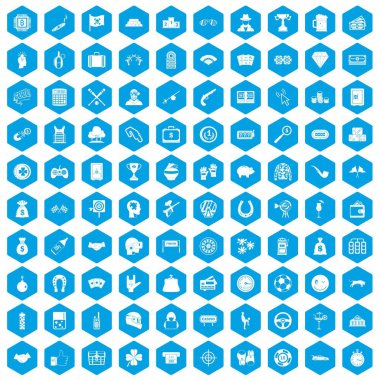 100 simgeleri kumar mavi ayarla