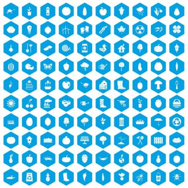 100 Bahçe simgeleri mavi ayarla