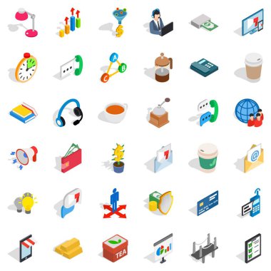 Icons set, izometrik tarzı işe başlamak