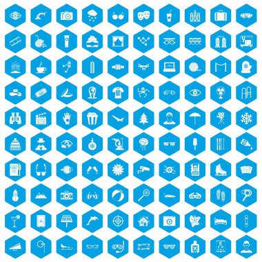 100 gözlük simgeleri mavi ayarla