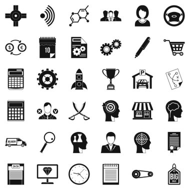 İş yolu Icons set, basit tarzı