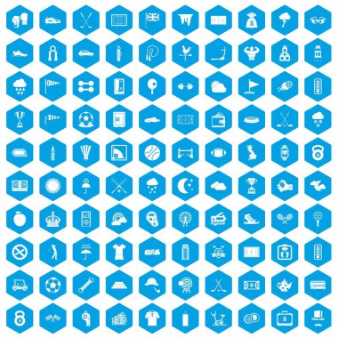 100 golf simgeleri mavi ayarla